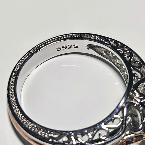 **Sale** Sterling Silver Gold Plated Black Rhinestone Ring Size 9 - Picture 7 of 12